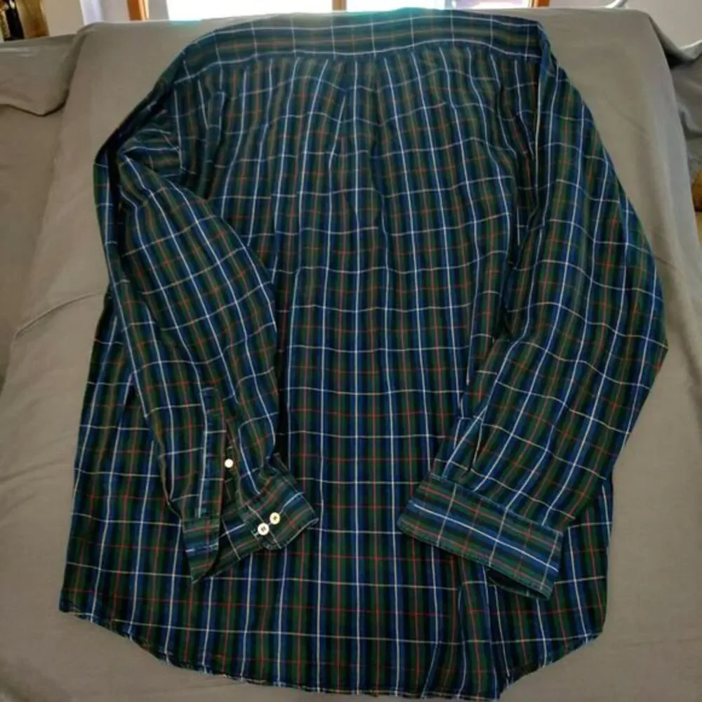 Banana‎ Republic Blue/Black/Green Plaid Men XL Button Down Long Sleeve Shirt Y2K